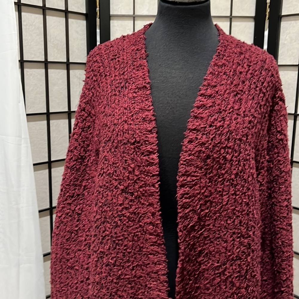 Kensie Maroon Knit OVERSIZED CHUNK CARDIGAN, SWEATER WOMEN SIZE XL: - Picture 9 of 11